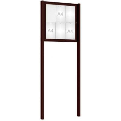 PROCITY Venkovní elegantní vitrína Tradition, 6 x A4, včetně sloupků, hnědá – Zboží Živě