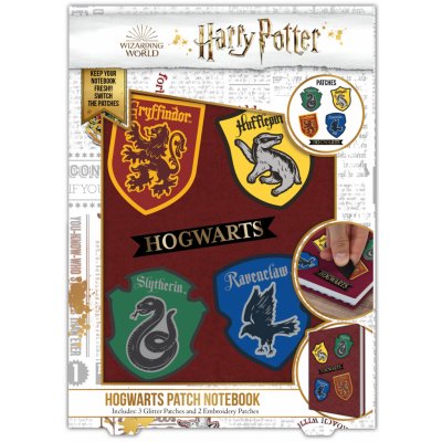 CurePink Poznámkový A5 blok Harry Potter Bradavické koleje 14,8 x 21 cm SLHP426 – Zboží Živě