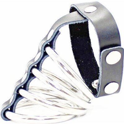 OhMama Fetish Snap Fastener Leather Strap Metal Cock Ring – Zboží Mobilmania