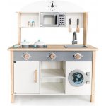 Eco Toys Dřevěná kuchyňka MAXI s příslušenstvím 79,5 x 30 x 97 cm bílá – Zboží Dáma