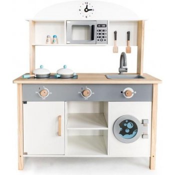 Eco Toys Dřevěná kuchyňka MAXI s příslušenstvím 79,5 x 30 x 97 cm bílá