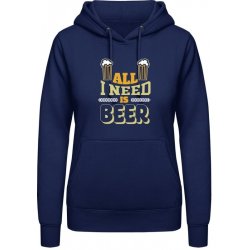 AWDis Hoodie mikina Vše, co potřebuji, je pivo Oxfordská modrá