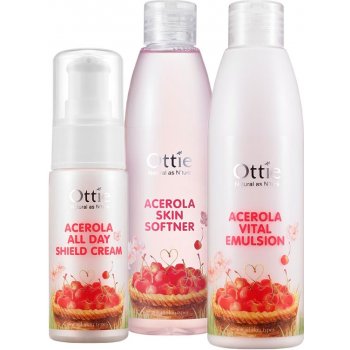 Ottie Acerola Line tonizační voda 200 ml + pleťová emulze 200 ml + pleťový zjasňující krém 40 ml dárková sada