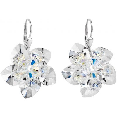 Swarovski Elements Edelweiss Snowflake krystal stříbrné náušnice visací bílá vločka protěž kytička 31130.1 Crystal bílá čirá křišťálová – Hledejceny.cz