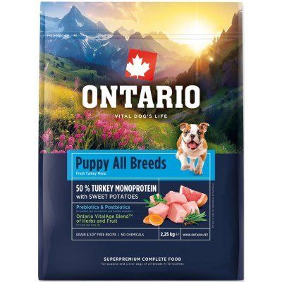 Ontario Puppy & Junior All Breeds Monoprotein Turkey & Sweet Potatoes 0,75 kg – Hledejceny.cz
