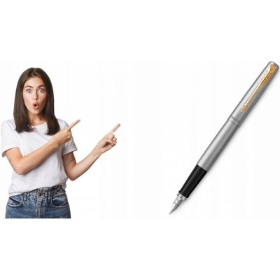 Parker 1502/1130948 Royal Jotter Stainless Steel GT plnicí pero hrot M – Zboží Živě