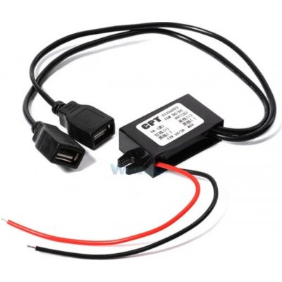 CPT měnič napětí do auta 12V na 5V - Vstup kabely, výstup 2x USB-A samice – Hledejceny.cz