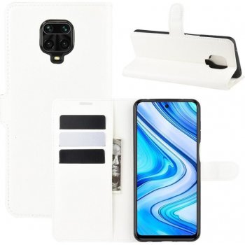 Pouzdro Litchi PU kožené peněženkové Xiaomi Redmi Note 9 Pro/Note 9S - bílé