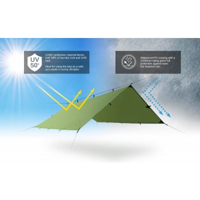 DD Hammocks Tarp 300 x 300 cm - UV50+ zelená