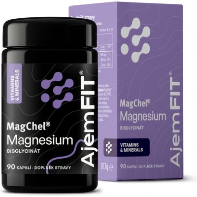 AjemFIT Magnesium Bisglycinát MagChel Vitamín B6 90 kapslí – Hledejceny.cz