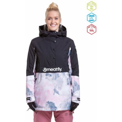 Meatfly Aiko Womens SNB and Ski Jacket Clouds Pink Black