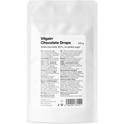 Vilgain Čokoládové pecky bez přidaného cukru bílé250 g – Zboží Dáma
