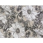 Dekorační látka Leona LN-112 Bílé květy na režném - šířka 140 cm – Sleviste.cz