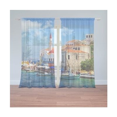 Sablio Záclony Domky na pobřeží: 2ks 150x250cm – Hledejceny.cz