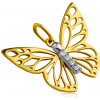 Přívěsky Šperky Eshop Přívěsek z kombinovaného 14K zlata motýlí křídla s výřezy krátká zirkonová linie S1GG44.24