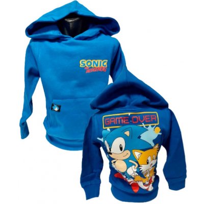 Sonic dětská mikina s kapucí modrá