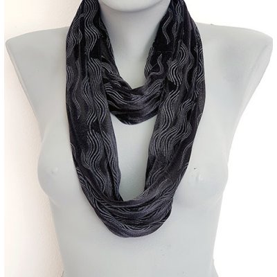 dámská letní šála tunel potisk vlnka černá – Zboží Mobilmania