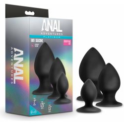 Blush Anal Adventures Platinum Silicone Stout Plug Kit Black