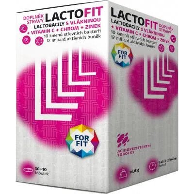 Galmed Lactobacily s vlákninou, vitaminem C, chromem a zinkem Lactofit 30+10 tablet – Hledejceny.cz