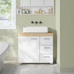 Goleto Koupelnová skříňka pod umyvadlo 30 x 70 x 64 cm | bílá - přírodní – Zboží Dáma