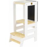 MeowBaby Dřevěná výškově nastavitelná učící věž s kreslící tabulí bílá – Hledejceny.cz