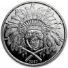 Silver Shield Mince stříbrný kruh západní lebky indický šéf 1 oz