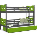 DobreSny Max 3 patrová s šedou konstrukcí v zelené barvě s motýlky – Zboží Mobilmania