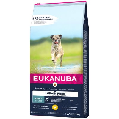 Eukanuba Adult Small Medium Breed Grain Free Chicken 2 x 12 kg – Sleviste.cz