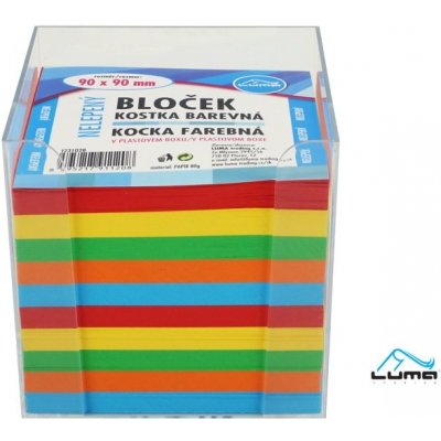 Bloček KOSTKA barevná 90 x 90mm, nelepená + plastová krabička LUMA – Zbozi.Blesk.cz