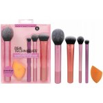 Real Techniques Everyday Essentials štětec na pudr + houbička na make-up + kulatý štětec na oční stíny + štětec na rozjasňovač + štětec na make-up – Zboží Dáma
