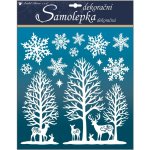 Samolepky bílé s glitry 38x31cm lesík s vločkami – Hledejceny.cz