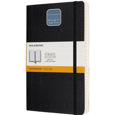 Moleskine Zápisník Expanded A5 měkké desky linkovaný, černý 200 listů – Zboží Mobilmania