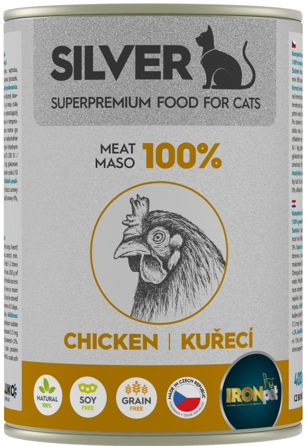 IRONpet Silver Cat Kuřecí 100% masa 0,4 kg