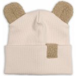 Baby Nellys Dvouvrstvá žebrovaná čepička s oušky boucle medvídek béžová – Hledejceny.cz