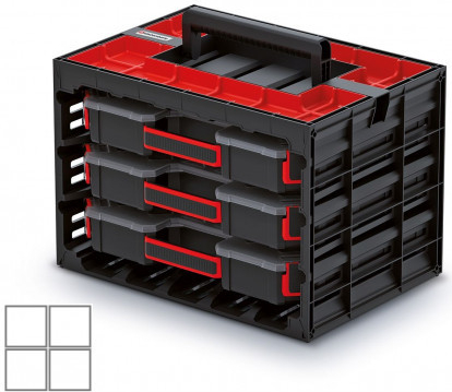 Prosperplast Skříňka s 3 organizéry Tager Case 415x290x290 KTC40306B-S411-XG