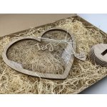 Dvě opice Dřevěné srdíčko na peníze jako dárek pro novomanželé – Zboží Dáma