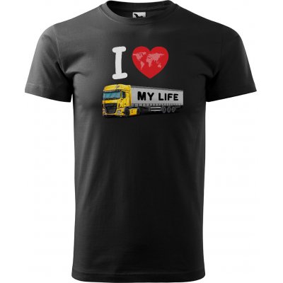 Rainbow X pánské tričko Kamion my Life Černá žlutá