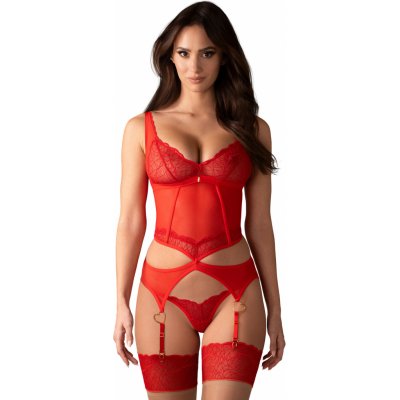 Obsessive Cupide Desir Corset & Thong Red – Zboží Dáma