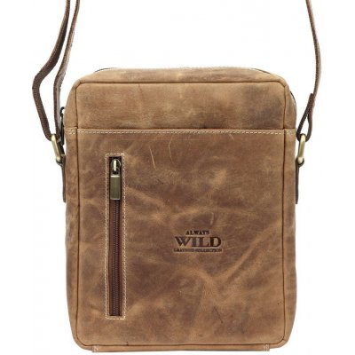 Always Wild Středně velká kožená crossbody taška 6-MH hnědá – Zboží Mobilmania