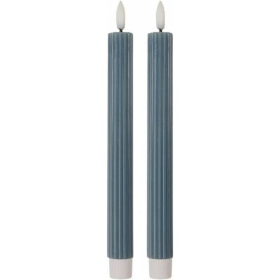 Clayre & Eef Set 2ks modrá úzká svíčka s vroubkováním Led Candle - Ø 2*25 cm / 2*AAA – Hledejceny.cz