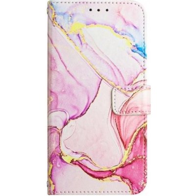 Pouzdro AppleKing mramorové flipové z PU kůže iPhone 7 / 8 / SE 2020/2022 - růžové – Zboží Mobilmania