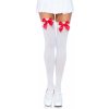 Dámské erotické punčochy Leg Avenue Nylon Thigh Highs with Bow 6255 White-Red