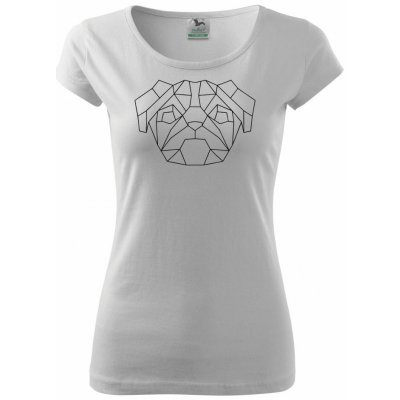 Mops Geometrie jednoduchý pure dámské triko bílá – Zboží Mobilmania
