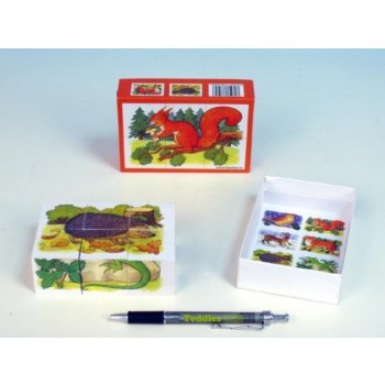 Topa Kostky kubus Lesní zvířátka 6 ks v krabičce 12,5 x 8,5 x 4 cm