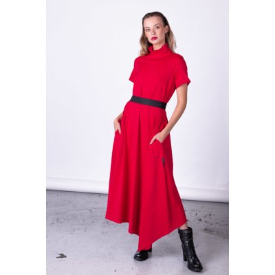 Nanospace By Lada dlouhé rolákové šaty Peyto červené