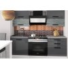 Kuchyňská linka Belini Eleganta2 120 cm šedý lesk / šedý antracit Glamour Wood s pracovní deskou