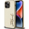 Pouzdro a kryt na mobilní telefon Apple Karl lagerfeld Wrinkled PU Signature Logo pro iPhone 14 Pro Max Gold KLHCP14XPFMFBKMD