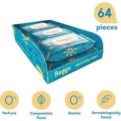 Beggs vlhčené splachovatelné ubrousky 6 x 64 ks – Hledejceny.cz