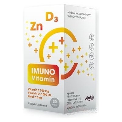 Imuno Vitamín Apateka kapslí vitamin C + D + zinek 60 ks – Hledejceny.cz