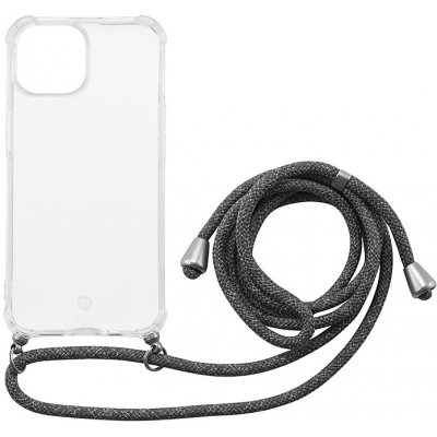 Pouzdro MOMAX Apple iPhone 13 - odolné + šedá šňůrka - gumové - čiré